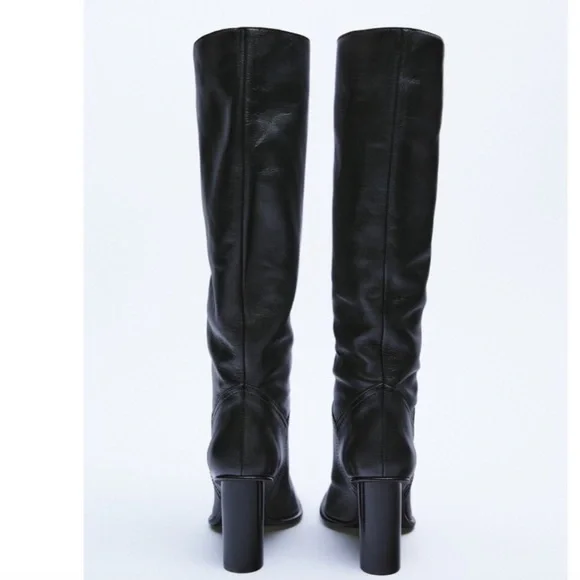 ZARA HEELED LEATHER KNEE HIGH BOOTS BLOGGERS FAV BRAND NEW WITH TAGS US 8 EUR 39 - Picture 4 of 4